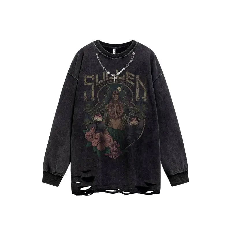 Long Sleeved Trendy Comic Round Collar Sweatshirt