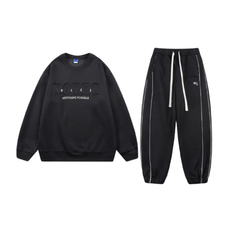 Three dimensional Steel Seal Letter Embossed Sports Wear Hoodie and Pants