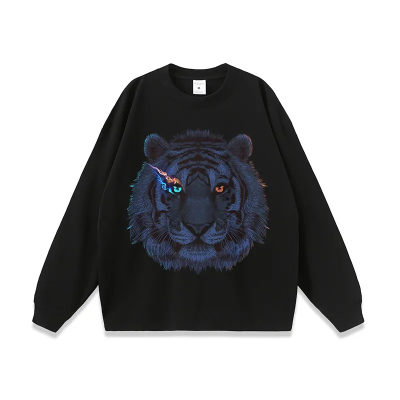 Tiger Head Printed Washed Vintage Loose T shirt