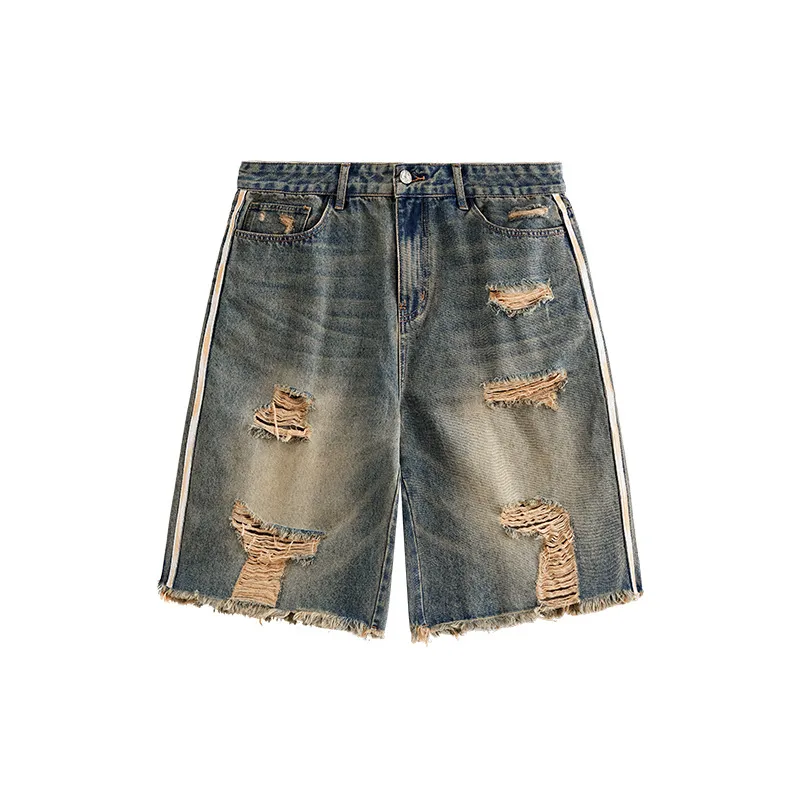 Hip Hop Street Striped Denim Shorts