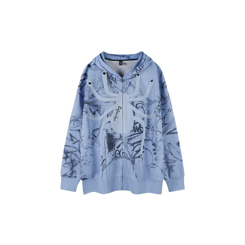 Spider Patch Graffiti Pattern Design Sweatshirt Jacket
