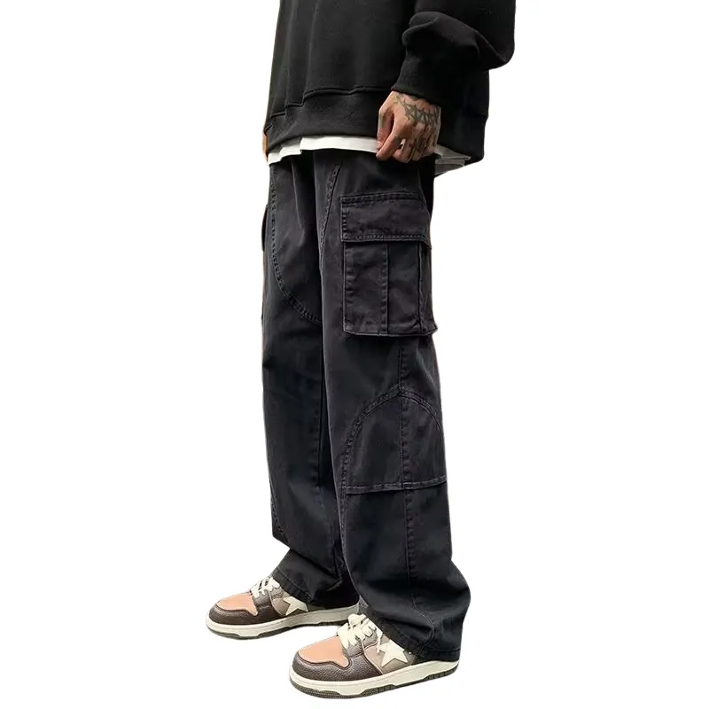 Retro Straight Casual Pants Trendy Brand Ins Wide-leg Long Pants - POIZON
